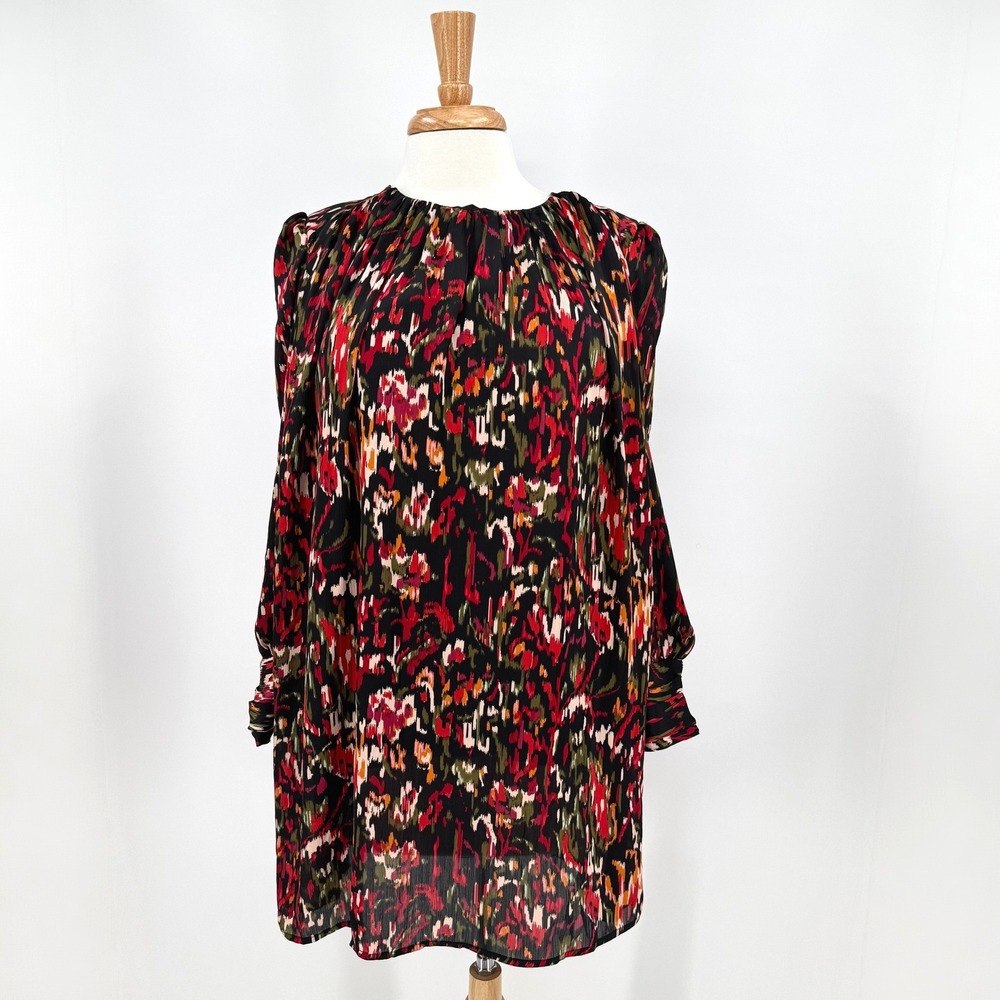 NWT Peace n Love Noir Abstract Ikat Print Mini Dress Long‎ Sleeve Women's S/M